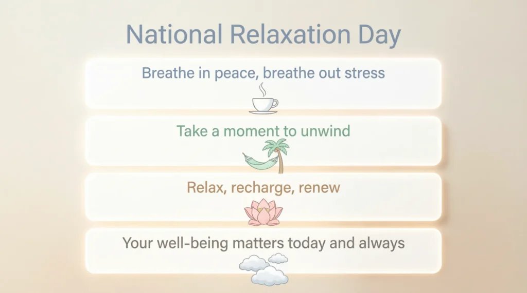 Short & Sweet National Relaxation Day Wishes