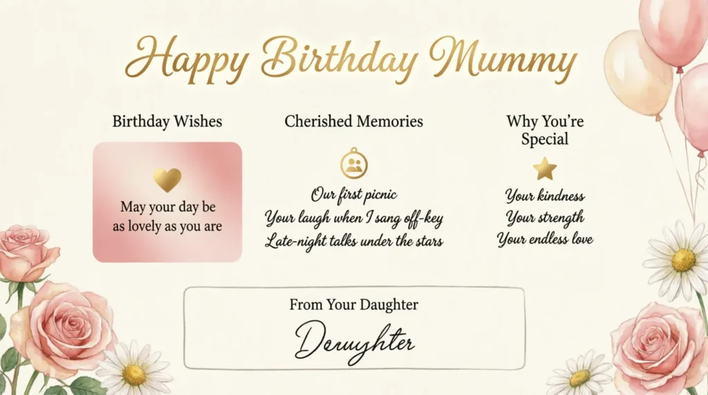 Birthday Wishes for Mummy from Daughter