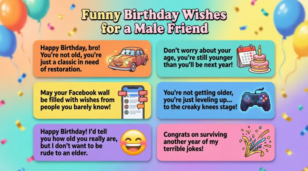 Funny Birthday Wishes for Male Friend