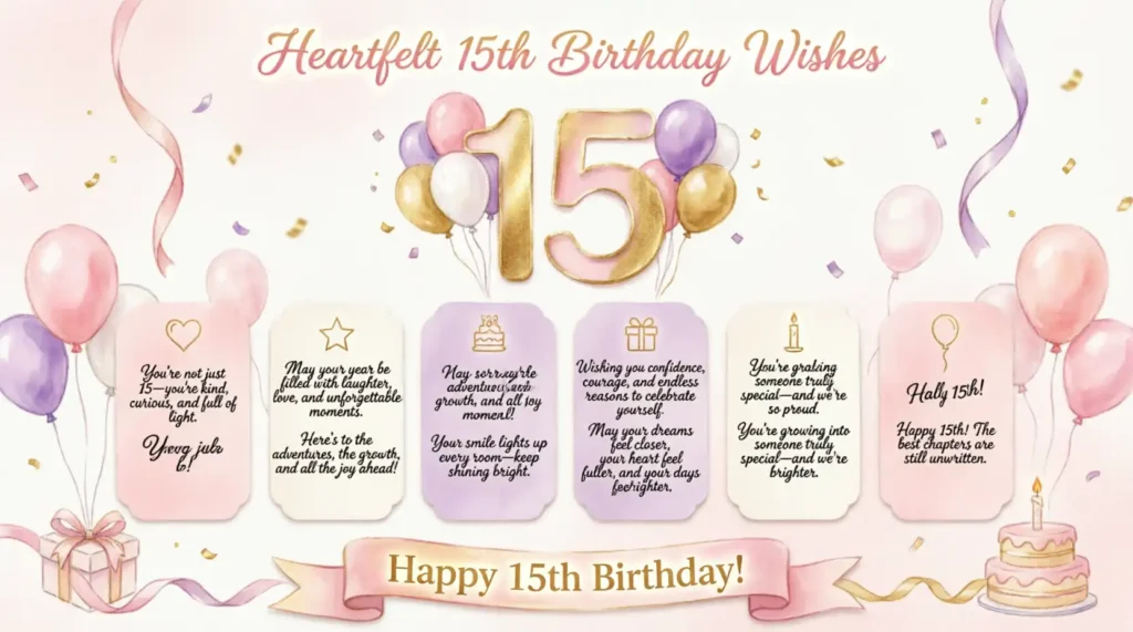 Heartfelt 15th Birthday Wishes