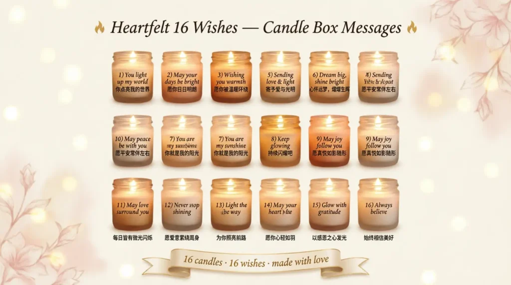 Heartfelt 16 Wishes Candles Box Messages