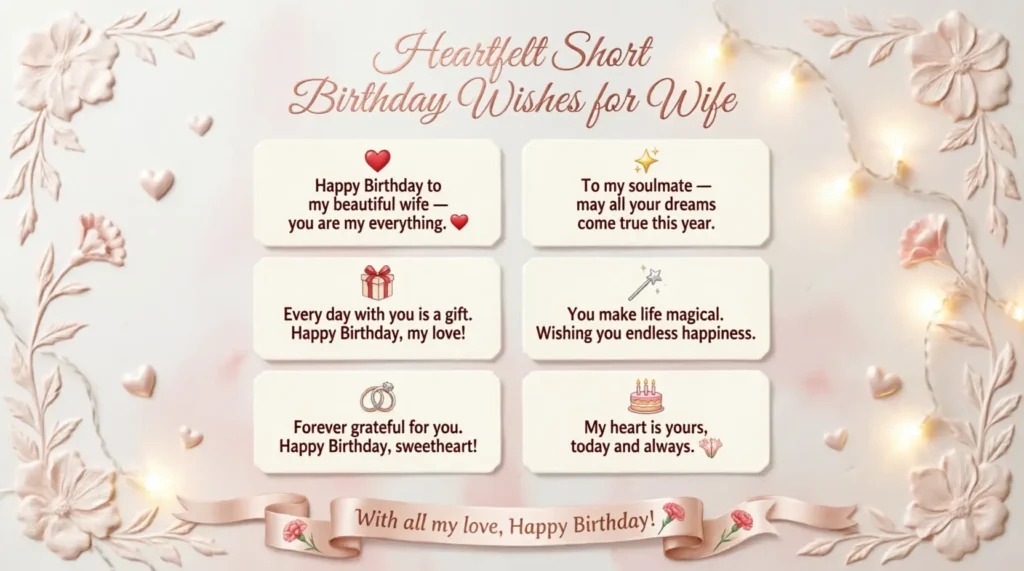 Heartfelt Short Birthday Wishes for Wife