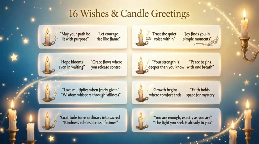 Inspirational 16 Wishes Candle Greetings