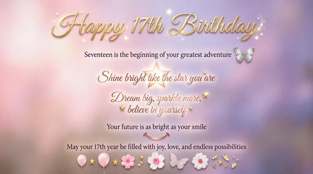 Inspirational 17th Birthday Wishes for Girl