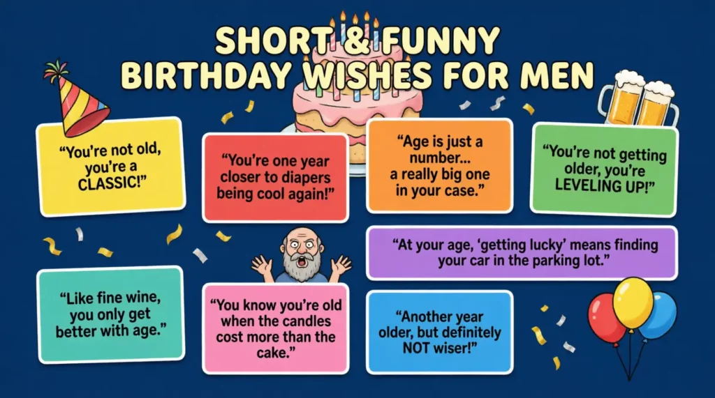 short funny birthday wishes for men