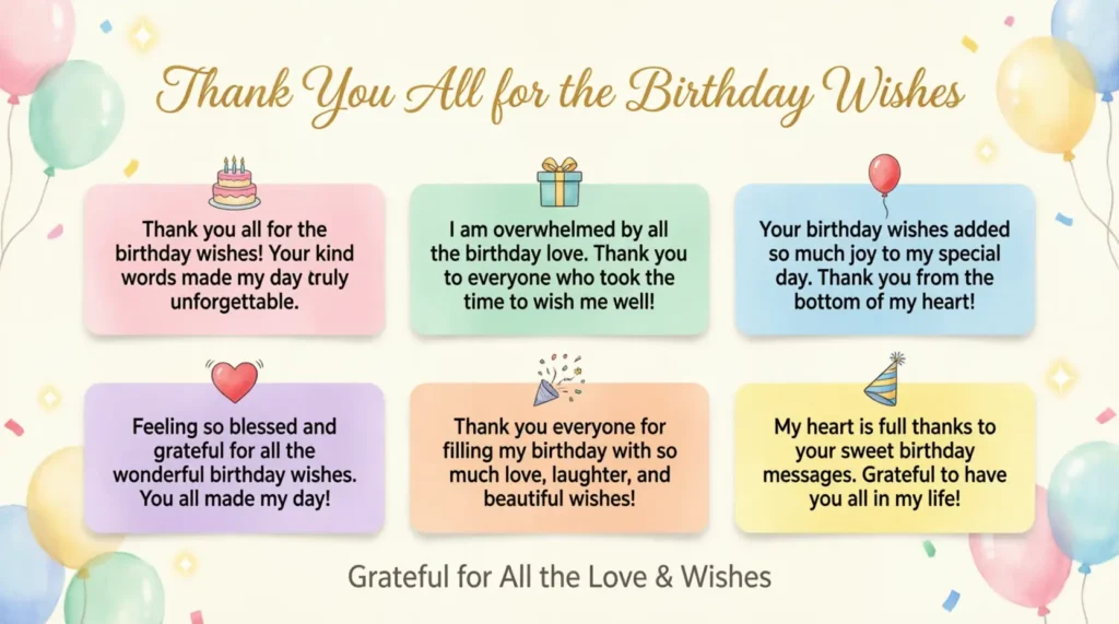 Thank You All for the Birthday Wishes Quotes