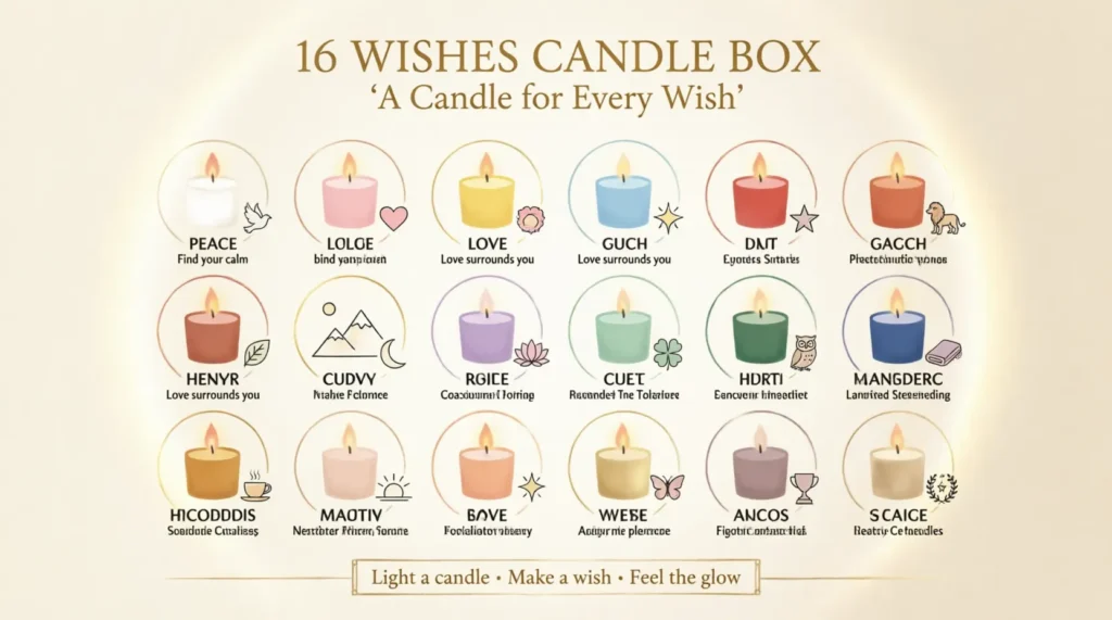 Unique 16 Wishes Candles Box Messages