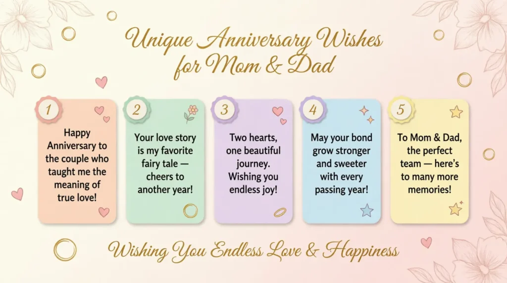 Unique Anniversary Wishes for Mom Dad
