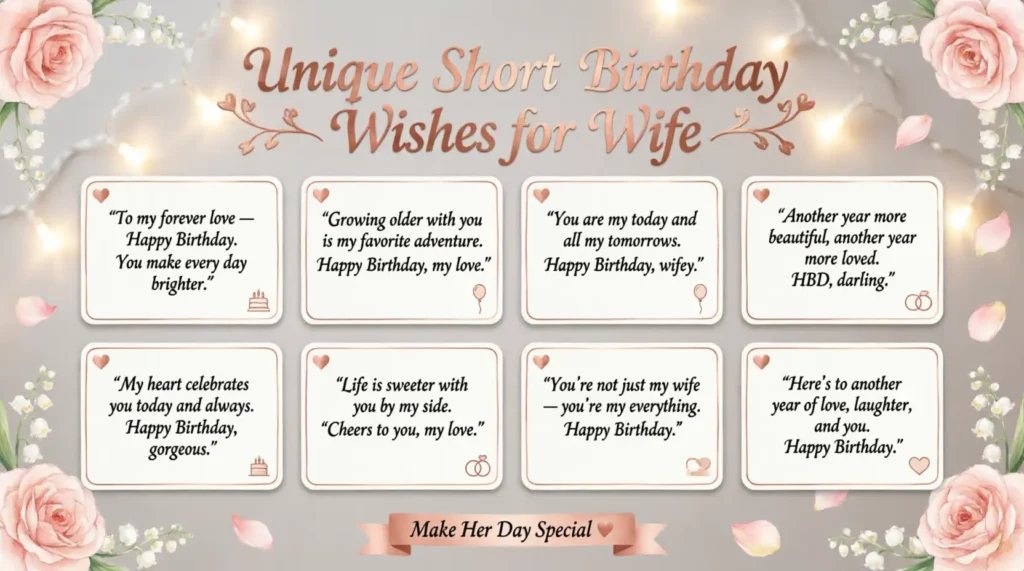 Unique Short Birthday Wishes for Wife